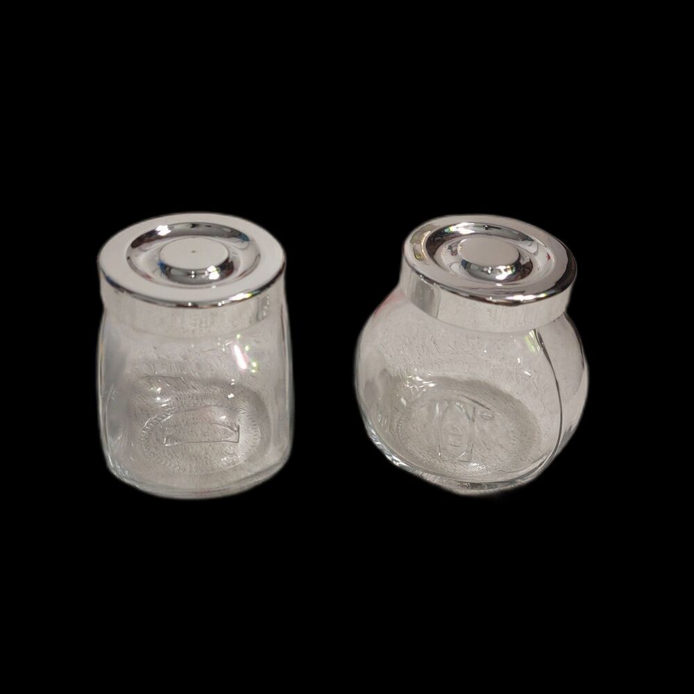 IKEA pair small 5oz spice jar silver lid 3"x2"x3" tall